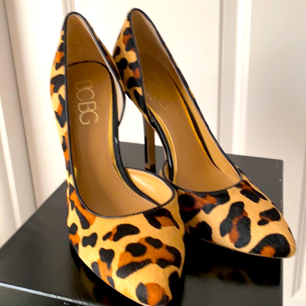 BC BG Paris leopard calf hair pumps